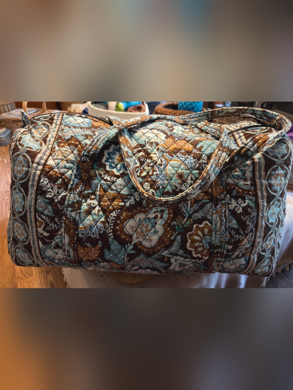Vera Bradley Retired Java Blue Duffel Bag